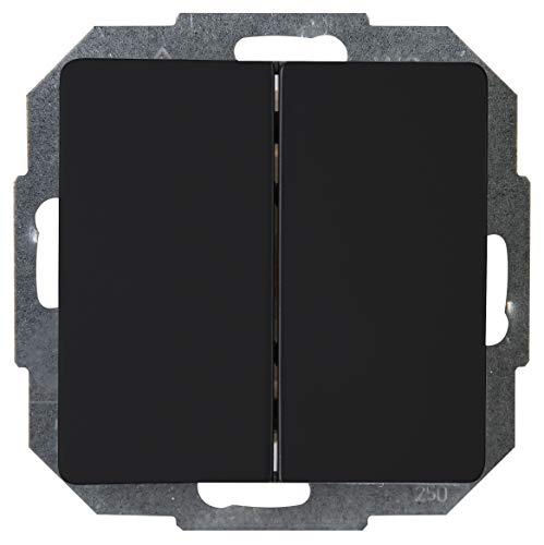 Kopp Interruptor de serie PARIS en negro mate – Interruptor de luz doble de alta calidad con 10 AX capacidad de conmutación – IP20 interruptor empotrado con basculante y terminales – elegante
