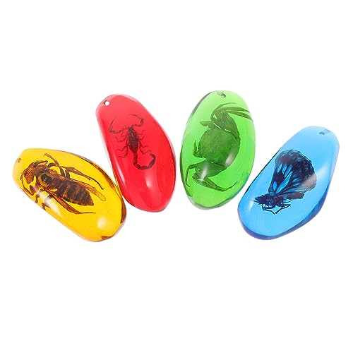 Milisten 4 Piezas Piedra Ámbar Mariposa Ejemplar De Ámbar Con Interior En La Secta De Fósiles De Ámbar En La Secta Decoración Ámbar Decoración Colgante De Ámbar Accesorios Deambular Resina