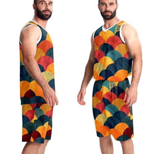 Combinaison de basket-ball mixte avec poches design cercles colorés de taille 5XL