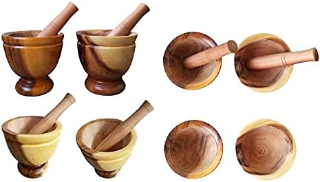 Vista 6 de Mortero de madera de Tailandia con molienda de mortero, Krok de madera para ensalada de papaya, mezclador Somtum, utensilios de cocina, alimentos