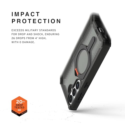 Image of Urban Armor Gear UAG Designed for Galaxy S26 5G Case, Plasma XTE - Compatible with Magnetic Charging with Kickstand, Transparent Rugged Military Drop Tested Protective Cover - Black /Orange