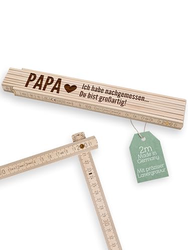 ABENTEUERNAH - Zollstock personalisiert Holz mit präziser Gravur, Vatertagsgeschenk für Papa Geschenk, Opa Geschenk (ich habe nachgemessen)