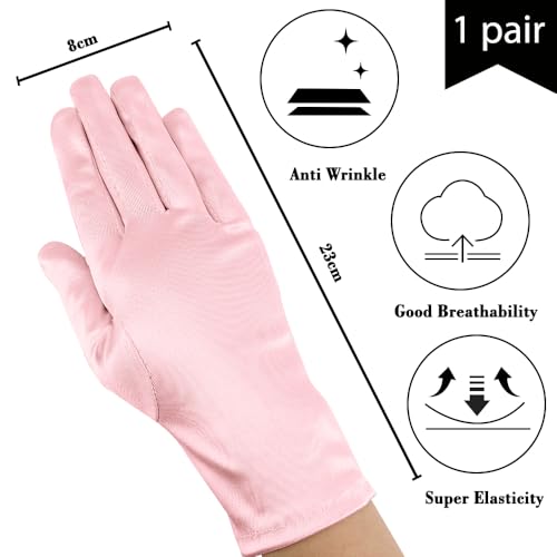 Pink Satin Opera Gloves - Ladies Vintage Gloves for Halloween & Christmas Costume Accessories - 1 Pair, Pin- Gloves, Average size - Image 3
