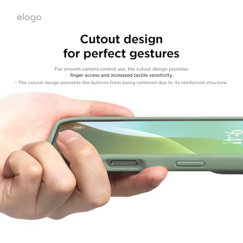 Image of elago Compatible with iPhone 16 Case, Premium Liquid Silicone Case, Full Body Protective Cover, Shockproof, Slim Phone Case, Anti-Scratch Soft Microfiber Lining, 6.1 inch (Khaki Green)