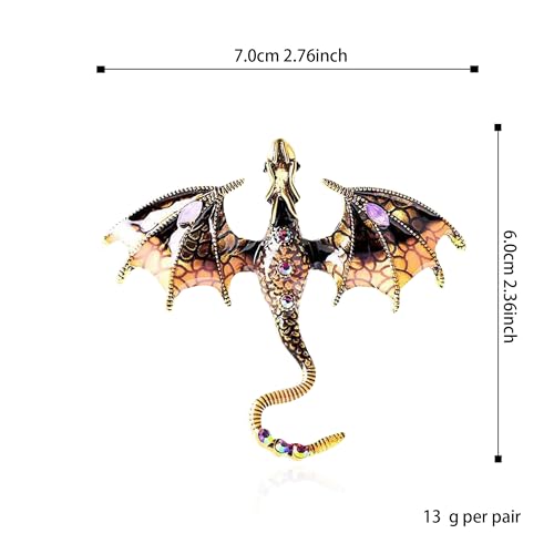 Image of Vintage Punk Dragon Animal Brooch - Domineering Flying Dragon Personality Clothing Accessories for Men and Women