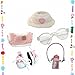 Clothes for Labubu, Five-Piece Set (No Doll), for 17cm Dolls, Including Clothes, Hats, Pants,Shoes, Glasses,Hairpins, Cameras，Dolls Accessories (Five Piece Pink)