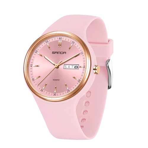 Yuxier Watches for Women Unisex Quartz Wristwatches Women’s Sport Watch Minimalist Casual Wristwatch with Soft Strap Double Calendar
