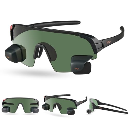 TriEye Sports Sunglasses with Rearview Mirror Polarized Sunglasses for Men & Women For Rowing & Cycling Glasses UV400 Protection Durable TR90 Frame Panoramic Revo Lens - Polarized Smoke