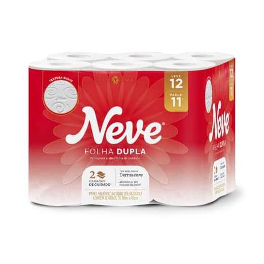 Neve Papel Higiênico Toque de Seda Folha Dupla, 30m, Leve 12 Pague 11 Rolos