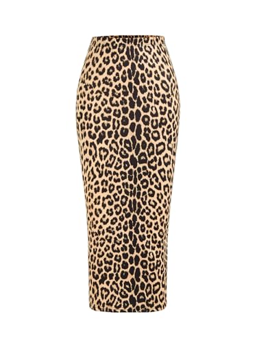 Women's Leopard Print Maxi Skirt High Waisted Bodycon Going Out Party Skirts