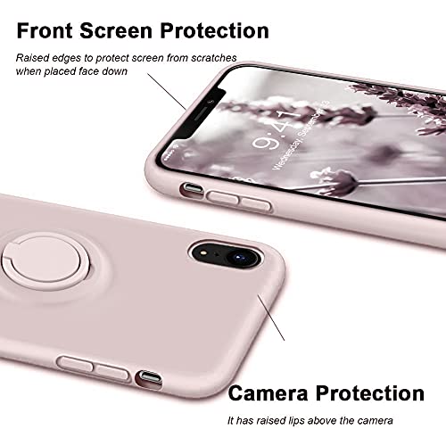 Vooii For Iphone Xr Case With Kickstand | Baby Grade Liquid Silicone | 10Ft Drop Tested Protective, Microfiber Lining Shockproof Full-Body Cover Case For Iphone Xr (Pink Sand) #TOP4