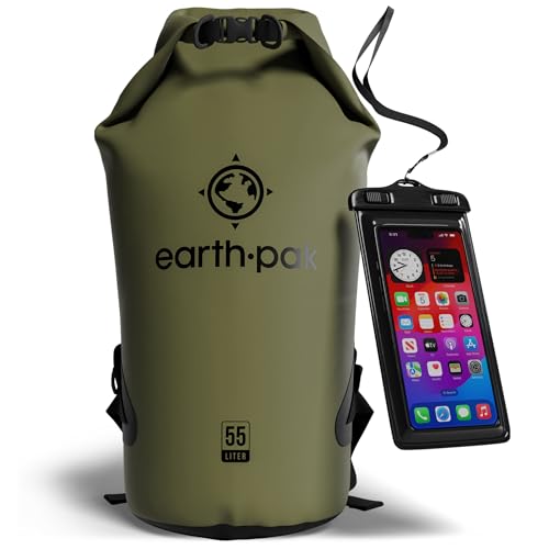 Earth Pak Waterproof Dry Bag - Roll Top Waterproof Backpack Sack Keeps Gear Dry for Kayak with...