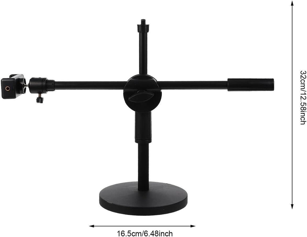 Desk Phone Mount and Overhead Phone Holder for Streaming, 360° Rotating Black Mobile Camera Mount for Desk Recording and Live Broadcast