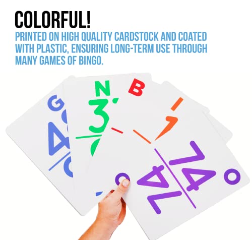 Regal Bingo - Jumbo Bingo Calling Cards - High Contrast Numbers & Letters - Durable Plastic Coating - 11" X 7.9" Cardstock - 75 Cards (B1 - O75) #TOP5