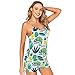 Produktbild Damen-Pyjama-Set, tropische Blätter, Eidechse, Chamäleon, Cami-Shorts, Nachtwäsche, V-Ausschnitt, 2-teilig, ärmellos, mehrfarbig, 48
