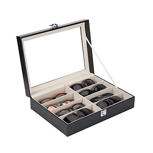Gobetterhome Leather Eyeglass Sunglasses Storage Display Case Box Organizer 8 Slot Pu #TOP1