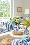 Blue and White Vase, Blue Ceramic Vase for Home Decor 8.9" Chinoiserie Vase for Flowers Blue and White Porcelain Flower Vase for Living Room, Bathroom, Dinner Table Centerpieces