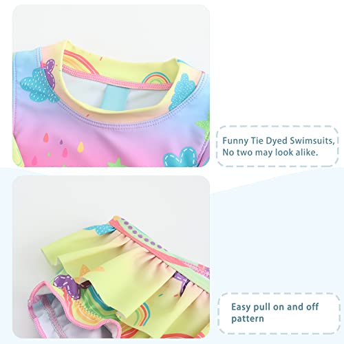 Image of Baby Girls Rash Guard Set for Girls Long Sleeve Swimsuits with Bikini Bottom UPF 50+ Sun Protection Bathing Suits