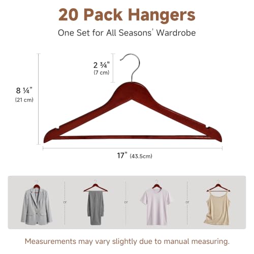 Image of StorageWorks Wooden Coat Hangers, 20 Pack Wood Clothes Hanger for Closet