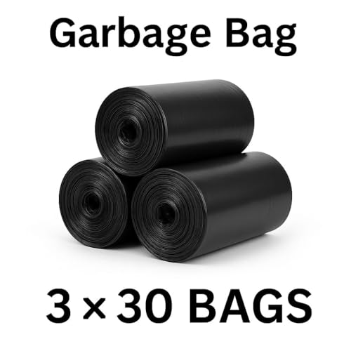 Image of Garbage Bags | Medium | 180 Count | 30 Bags X 1 Rolls | 19 X 21 Inches | For Dry & Wet Waste | Black | Trending Limited Edition |