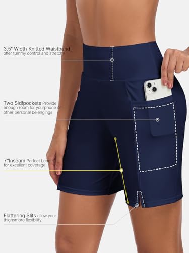 Ocean Blues Women's 7" Board Shorts with Liner Quick Dry High Waisted Swim Shorts2