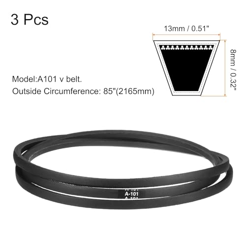 Image of uxcell 3pcs A101 /4L1030 Classic Wrapped Rubber V-Belt, 101 inch(2565mm) Inside Circumference, A Profile V Belt