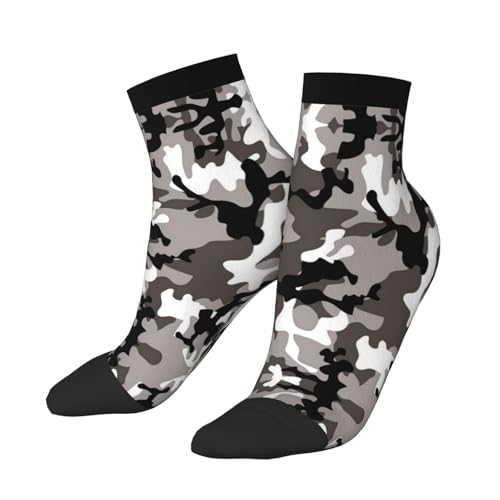 Black Grey White Camo Print Adult Socks Womens Mens Workout Thermal Cozy All-Season Gift Holiday Articles Use2
