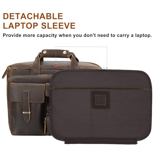 TIDING Full Grain Leather Briefcase For Men 17 Inch Laptop Case Business Travel Office Messenger Shoulder Bag3
