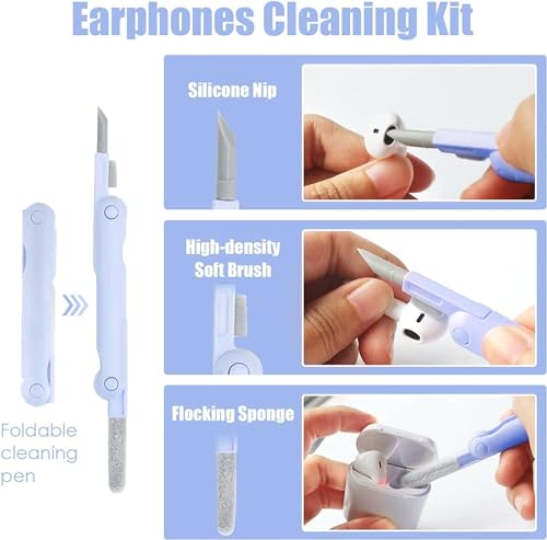 Image of 7-in-1 Multi-Function Laptop Gadget Cleaning Kit with Spray Bottle, Keyboard Brush, Gap Duster, Keycap Puller, Earbud Cleaning Pen, Screen Cleaner, White PhT-LKC71