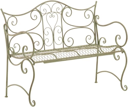 CLP Panchina Da Giardino Tara In Ferro Laccato I Panchina Da Esterno Stile Rustico Nostalgico I Panca Outdoor 113 x 47 CM, Colore:antico-verde