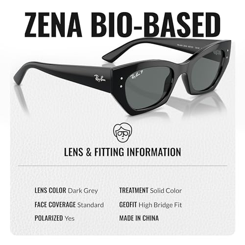 Image of Ray-Ban RB4430 ZENA BIO-BASED Square-Round Shaped Sunglasses for Men & Women with Official RAYBAN Eyewear Kit
