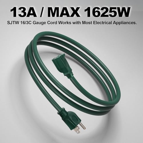Image of EP 6FT Outdoor Extension Cord, 16 /3 SJTW Heavy Duty Green, ETL Listed