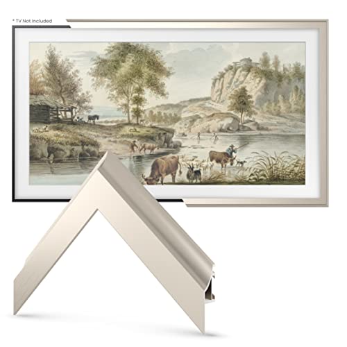 Frame My TV Deco TV Frames Alloy Scoop - German Silver Bezel Compatible ONLY with Samsung The Frame TV and Pro (55