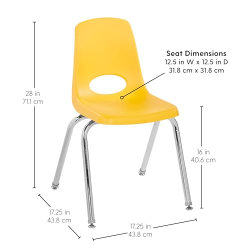 Image of Factory Direct Partners 16 inch School Chairs, Stackable Kids Classroom Chair, Set of 4 Stacking Student Chair with Swivel Glides For 4th-6th Grade, Elementary, Middle & After-School, Assorted Colors
