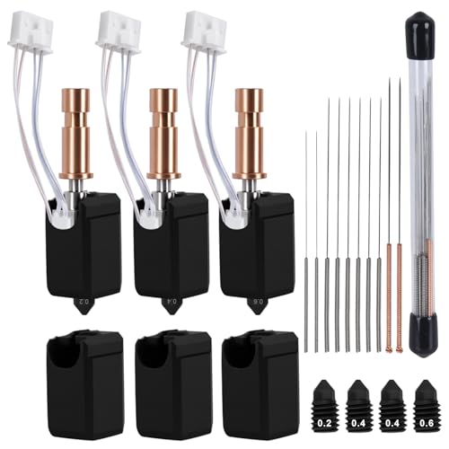 Upgrade Ceramic Hotend Kit para Anycubic Kobra S1, boquilla de calefacción extrusora, bloque de calefacción, termistor Heatbreak con boquilla de acero endurecido de 0,2/0,4/0,6 mm y 3 fundas de