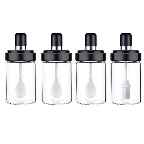 Banli 4 Stück Gewürzglas mit löffel Gewürzflaschen Gewürzglas Gewürzdosen Cover