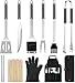Gesentur Ustensiles Barbecue, 10pcs Kit Barbecue Portables en Acier Inoxydable pour Jardin Camping Grillades