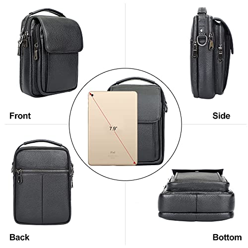 Augus Leather Small Messenger Bag For Men Crossbody Handbag Shoulder Sling Travel Bags for Men Purse Daypack Magnetic Buckle3