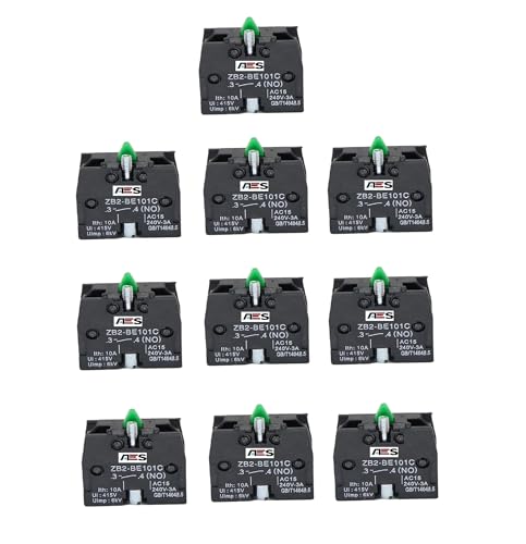 Image of AES XAC Series Push Button Switch Contact Block - ZB2-BE101C (NO) | 10A 600V Auxiliary Contact Block for Industrial Machines, Automation & Control Panels | Screw Clamp Terminal | Pack of 10