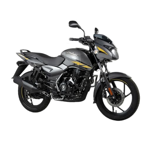 Image of Bajaj Pulsar 125 Neon Disc Motorcycle /Motorbike - Pewter Grey With Yellow Decals - Ex-Showroom