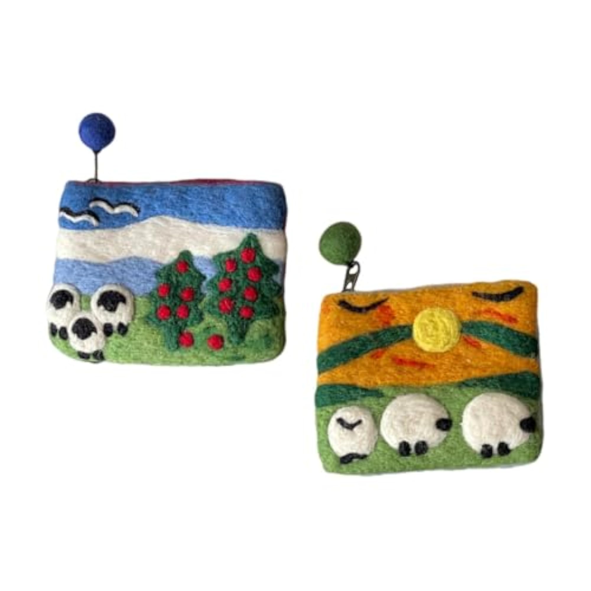 Blue Felt Zipper Coin Purse, Casual Compact Wallet