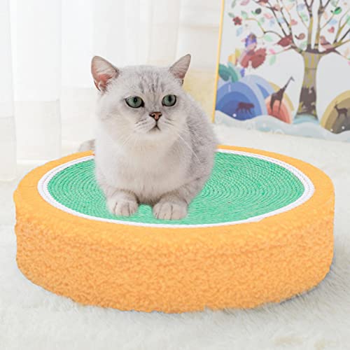 Arranhador redondo para estimação – 2 em 1 com formato divertido gato – Prática arranhar para gatos