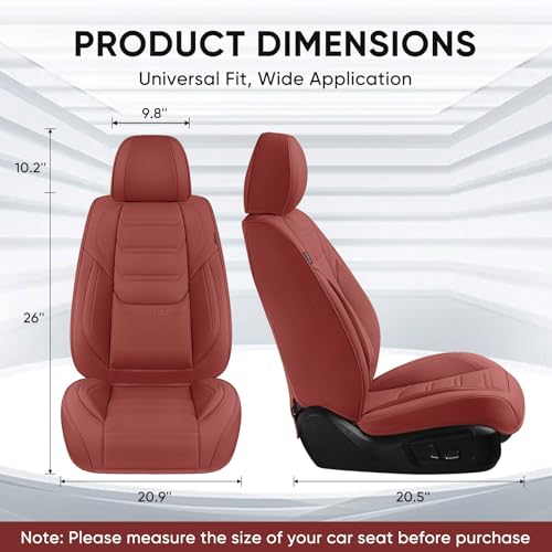 Image of TIEHESYT Martha Red Car Seat Covers Front Pair, Breathable Leather Automotive Front Seat Covers for Comfortable Driving, Universal Auto Interior Fit for Most Kinds of Vehicles, SUV, Trucks, Sedans