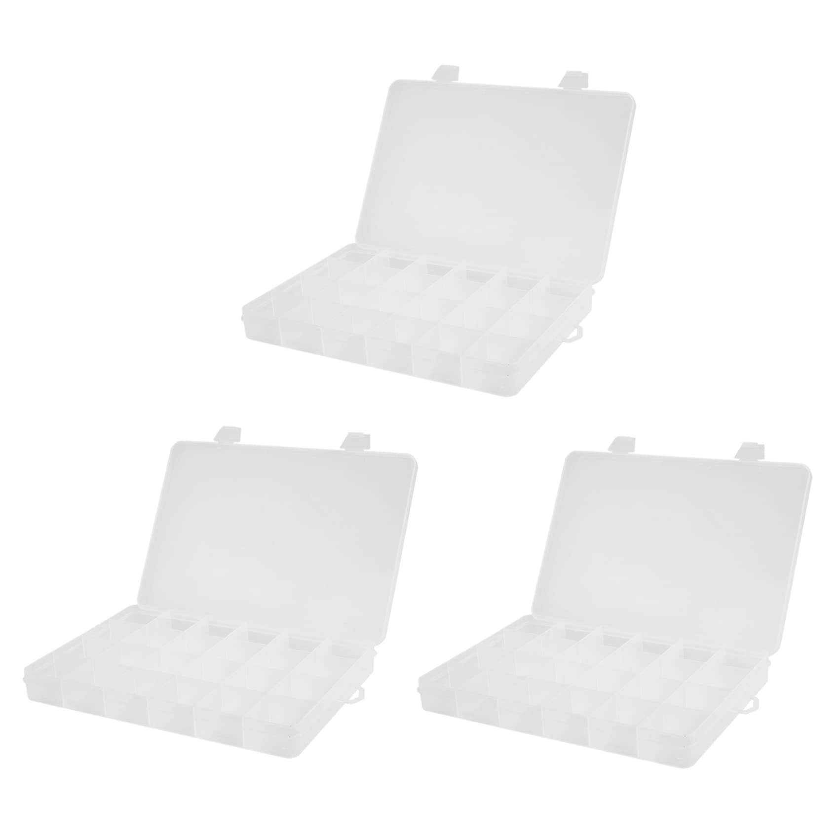 Hndhbfgrt 3X 24 Compartments Plastic Box Case Jewelry Bead Storage Container Craft Organizer