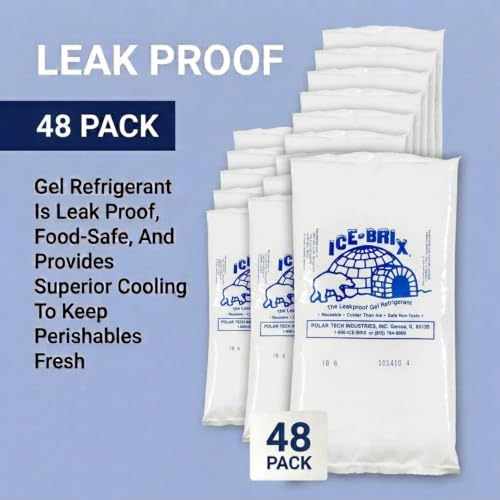 Image of ICE-BRIX Reusable Gel Ice Packs for Shipping, 5.5 x 4 x 0.75 in, 6 oz White (48 Pack) - Small Cold Packs for GLP-1 Medication Shipping, Lunch Bags, Small Mailers & Perishables