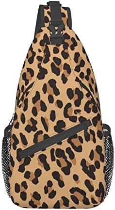 Leopard Print Sling Bag for Women Men Crossbody Shoulder Backpack Seamless Leopard Pattern Natural Fur Texture Wildlife Animal Skin Chest Bags Cool Cheetah Print Gym Bag Travel Hiking Casual Daypack