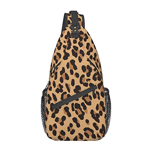 Leopard Print Sling Bag For Women Men Crossbody Shoulder Backpack Seamless Leopard Pattern Natural Fur Texture Wildlife Animal Skin Chest Bags Cool Cheetah Print Gym Bag Travel Hiking Casual Daypack #TOP2