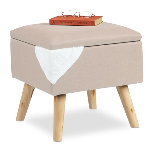 Relaxdays Hocker mit Stauraum, Kunstleinen-Bezug, gepolstert...