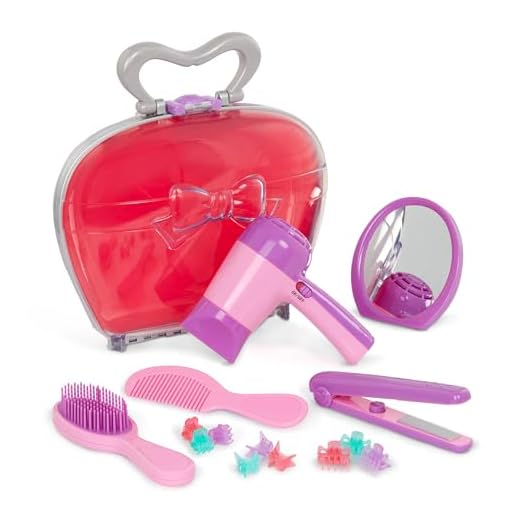 Play Circle by Battat – Pink Beauty Shop Hairdressing Set – Mirror, Brush Kit, Working Hair Dryer with Sounds & Air, Salon Accessories – Pretend Play Styling Toys for Girls Ages 3 and Up (15 Pieces)