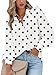 Zeagoo Button Down Shirt Womens Blouse Dressy Casual Business Work Long Sleeve Tops V Neck Fashion Summer Clothes Polka Dots